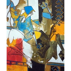 Ashkal, 24 x 30 Inch, Acrylic on Canvas, Abstract Painting, AC-ASH-315